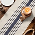 thumbnail image 4 of Midnight Blue Striped Table Runner, Beige Geometric Modern Art Washable Cotton Linen Table Runners 48 Inches Long, Dresser Scarf Runner for Nightstand/Coffee/End Tables 13''x48'', 4 of 8