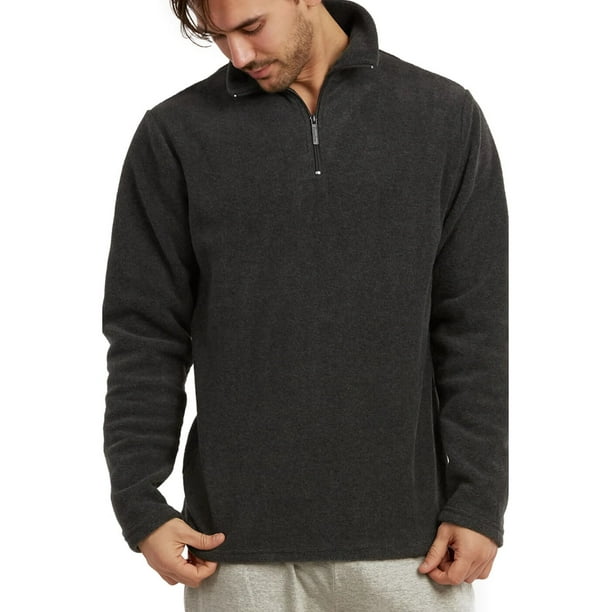 Men's Quarter Zip Polar Fleece Pullover Sweatshirt, Charcoal Gray L, 1
