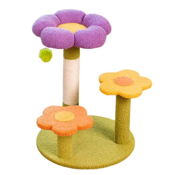 Yibooy Flower Cat Tree Tower Cat Climbing Frame Sisal Wrapped Cute Cat Tree for Kittens
