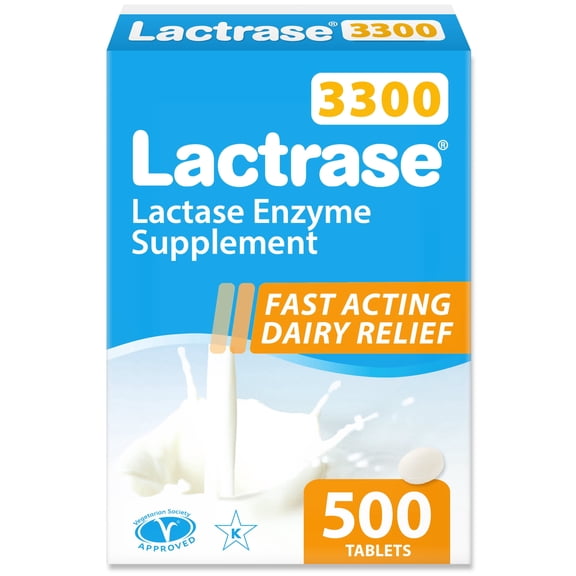 Lactrase Refill Pack #1 Lactase Brand in German Pharmacies Original 3,300 FCC Lactase Units 500 Fast-Acting Pills for Lactose Intolerance Enjoy Dairy Again