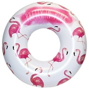 Rae Dunn: Pretty In Pink 48" Ring Float - Flamingo Inflatable Jumbo Pool Tube, CocoNut Float, Anti-Leak/Durable, Age 8+
