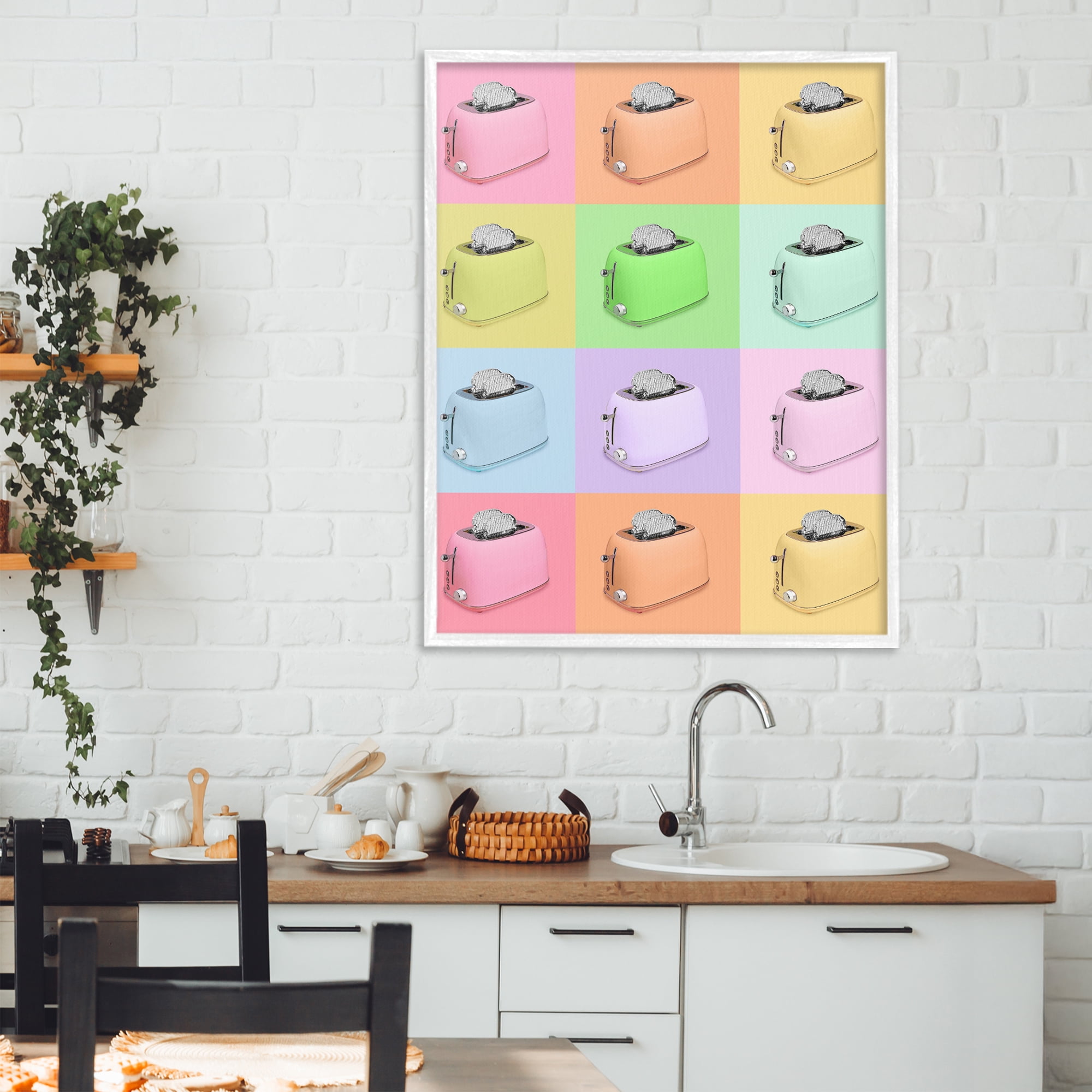 Stupell Industries Disco Toaster Oven Collage White Framed Giclee Art, design by LISH Creative