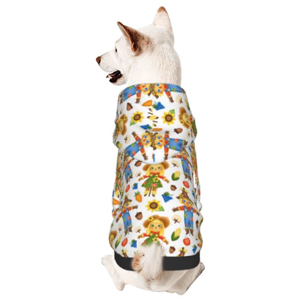 Fotbe Harvest Scarecrow Pattern Sudadera con Estampado para Perros Pequeños – Suéter con Capucha para Mascotas, Tela Suave de Forro Polar con Bolsillo-Medium