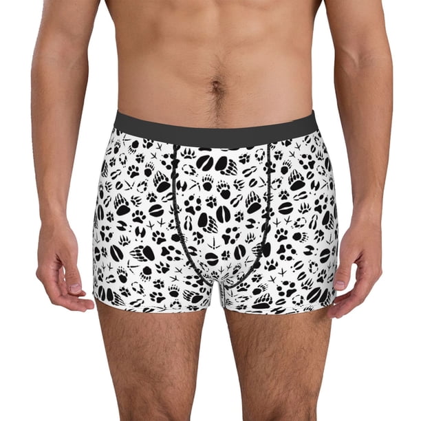 Balery Black Footprints Calzoncillos bóxer para hombre, ropa interior de algodón suave y transpirable con cinturilla de nailon-Small