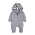 thumbnail image 2 of Nrmvnmi Newborn Infant Baby Girls Hooded Jumpsuit Solid Color Long Sleeve Shark Hooded Cotton Romper Size 0-24 Months, 2 of 9