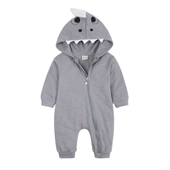 Odeerbi Baby Bodysuit Toddler Boys Girls Clothes Newborn Spring Autumn Clothes Comfortable Solid Color Round-neck Rompers Gray