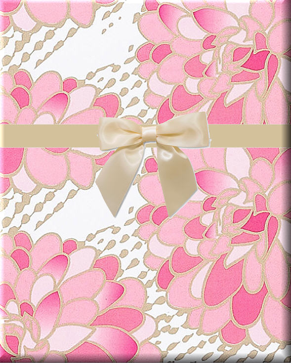 Pink and white Floral Gilded Flower Blooms Gift Wrap Wrapping Paper