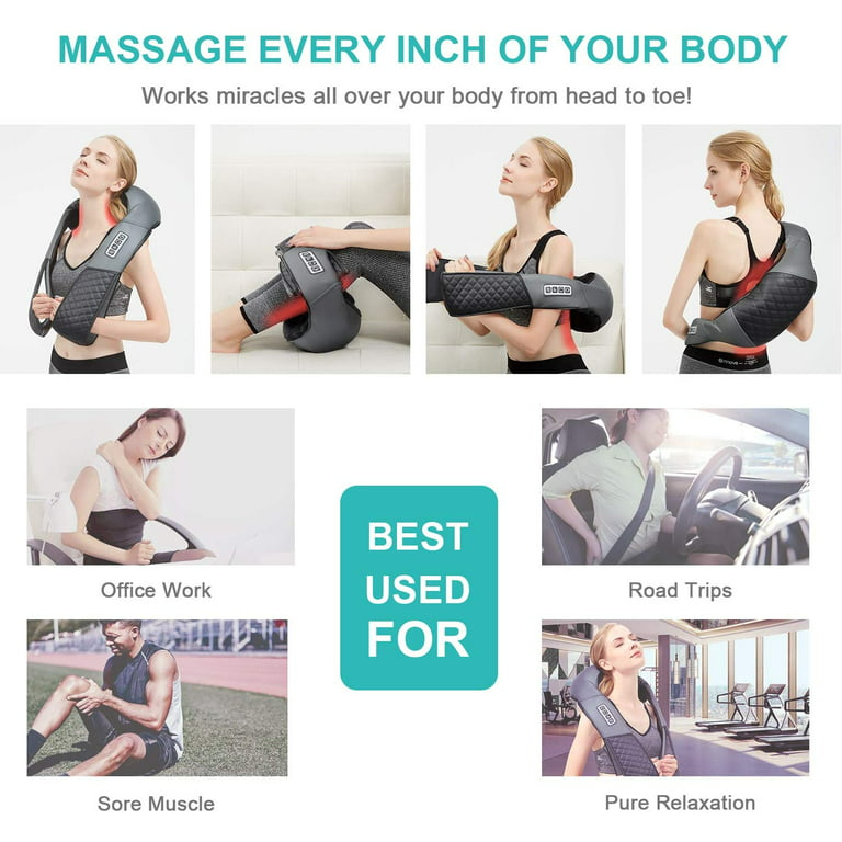 Medcursor Shiatsu Shoulder & Neck Massager with Heat Deep Kneading Massage  for Back 