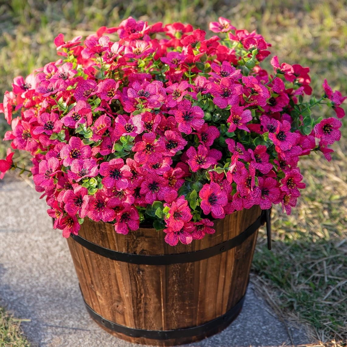 Ywuzuh Artificial Faux Outdoor Flowers Plants Colorful UV Resistant Look Real Faux Flowers for Spring Summer Front Door Porch Patio Planter Yard