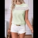 thumbnail image 4 of Blusas Casuales de Mujer con Cuello Redondo, Corta, Holgadas y Caladas Verde L, 4 of 10