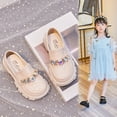thumbnail image 3 of Little Girls Patent Leather Slip-On Penny Loafer Rhinestones Flats Black White School Uniform Dress Shoes for Girls (30,Beige), 3 of 3