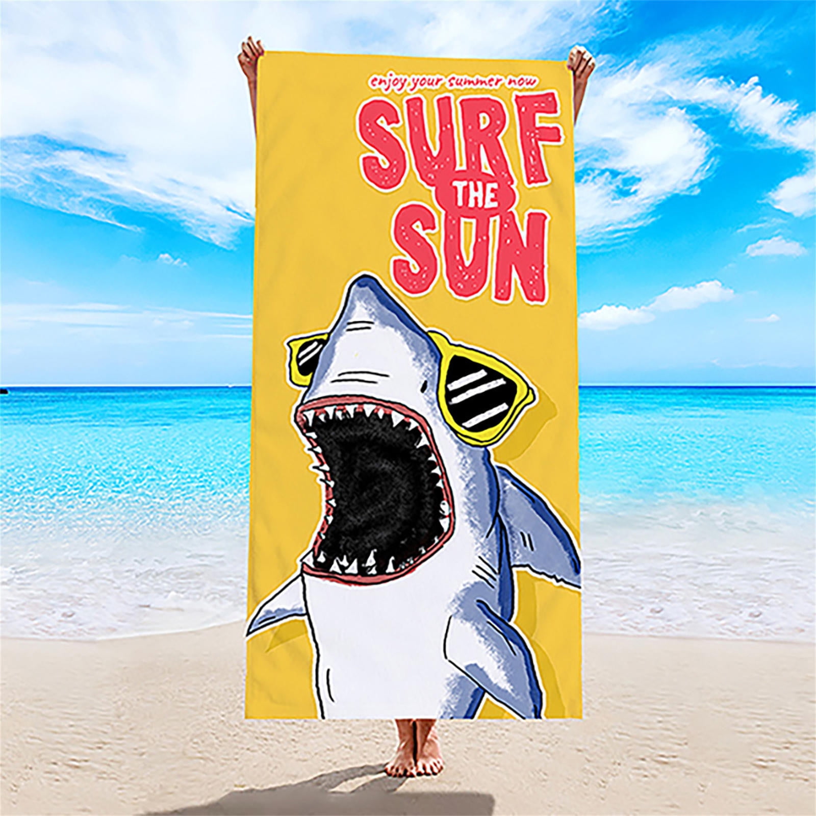 XMMSWDLA Rectangle Beach Blanket 30 X 60 Microfibre Cotton Picnic Towel Circular Beach Blanket Throw Coconut Tree Meditation Mat Great White Shark Shark Blanket for Sea Lovers Walmart