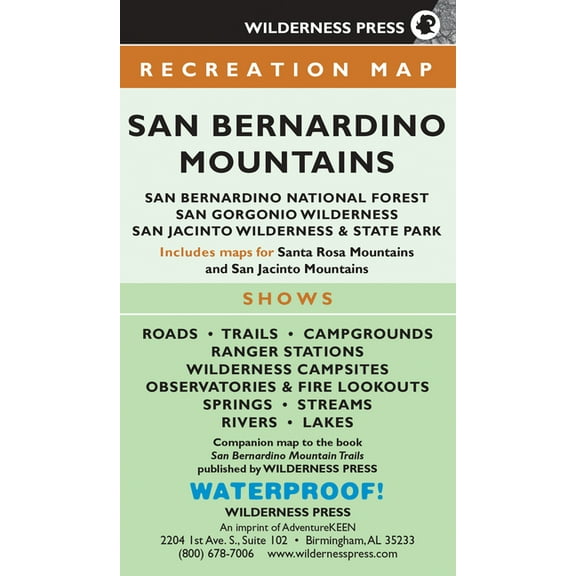 Wilderness Maps Map San Bernardino Mountains: San Bernardino National Forest/San Gorgonio Wilderness/San Jacinto Wilderness and State Pa, (Paperback)