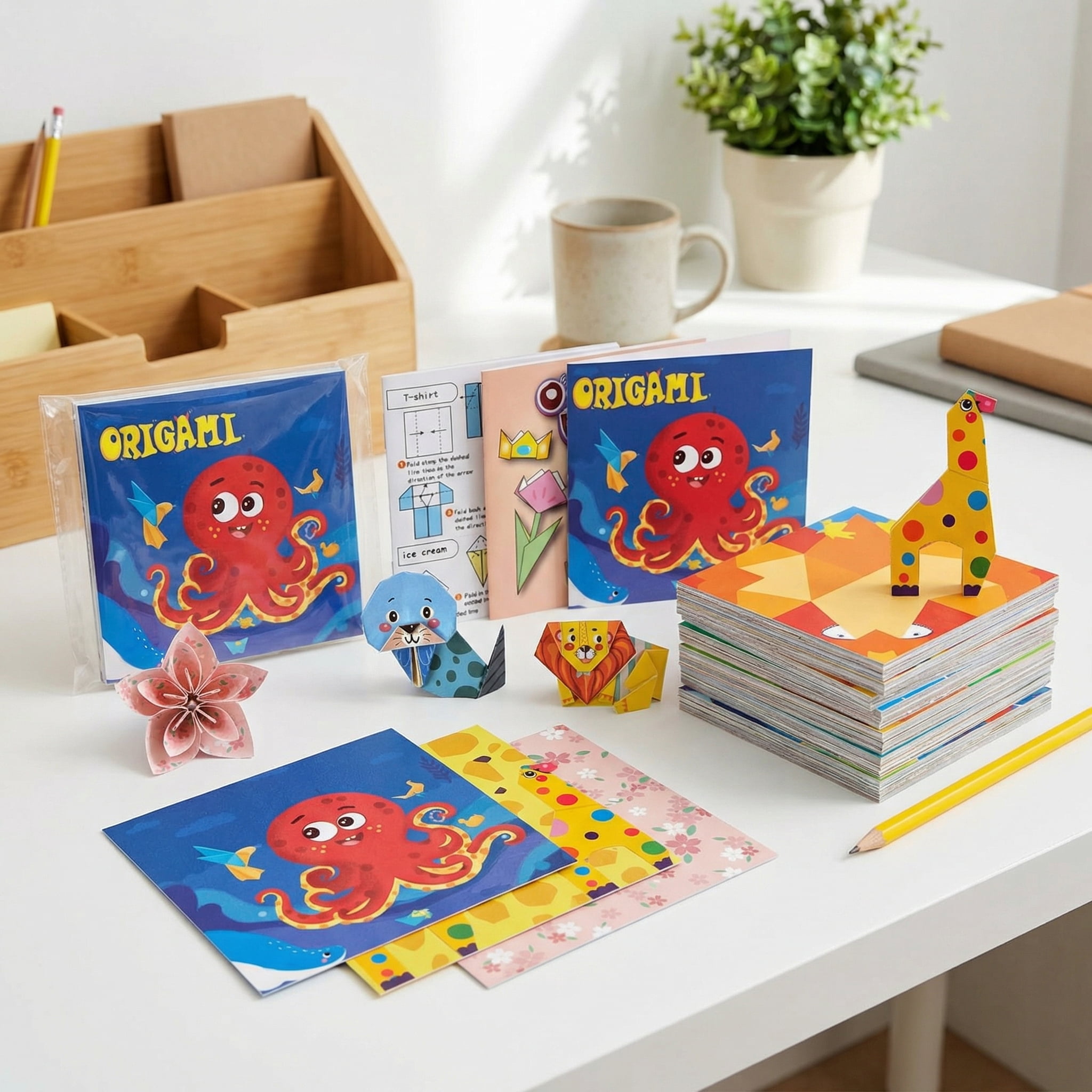 Origami Paper Kit for Adults Kids, 232 Sheets DIY Art Crafts Supplies, Colorful Floral Animal Folding Papers Set with Instruction Manual