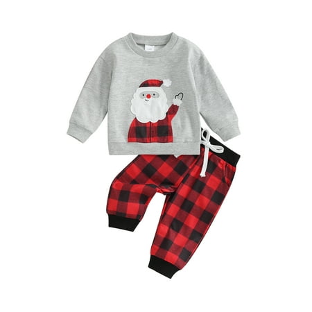

ZINTAOZT Toddler Baby Boy Christmas Outfit Santa Letter Sweatshirt Pullover Tops Jogger Pants Set Xmas Fall Winter Clothes