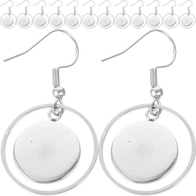 20pcs Bezel Base Earring DIY Metal Pendant Earring Blank Base Pendant Blank Metal Trays Earring Hooks