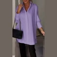 thumbnail image 2 of DondPO Womens tops Womens Button Down Shirts for Women Long Sleeve Dress Shirt Collared Blouse tops Tunics Shirts for Women Linen Shirts for Women Purple 5XL, 2 of 4