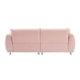 thumbnail image 5 of 86.6-Inch Compact Teddy Fleece Pink Sofa with 4 Throw Pillows & Hardware Feet - Space-Saving Apartment Bedroom Seating, 5 of 9