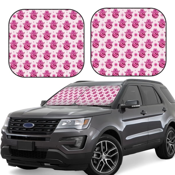 Fotbe Groovy Pink Disco Balls Juego de 2 Piezas de Parasoles para Parabrisas | Bloqueador Solar para Auto | Accesorios Plegables para Protección Solar Interior-Medium