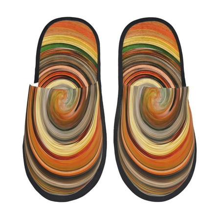 Balery Colorful Swirl Slient Indoor Furry Fleece Comfort House Shoes Soft Non-Slip Home Shoes Cotton slippers House Slippers-- Medium