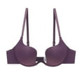 thumbnail image 1 of CHUANK Front Closure Push Up Bra Criss-Cross Back Thick Padded Add 2 Cup Plunge Seamless Racerback Underwire Bras Purple 75B, 1 of 2