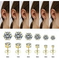 thumbnail image 2 of UHIBROS Stainless Steel Stud Earrings Set Hypoallergenic Pierced Cubic Zirconia Gold 6 Pairs 3-8mm (Gold), 2 of 4