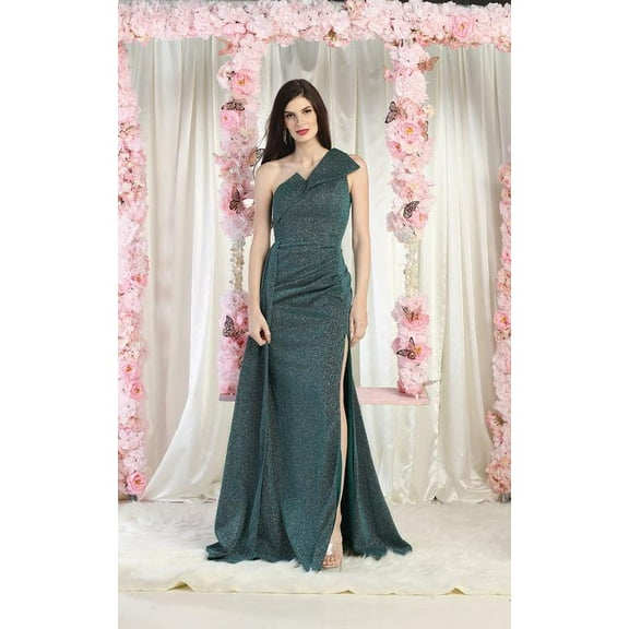 Womens Teal Blue Evening Formal Red Carpet Long Asymmetrical One Shoulder Sheath Plus Size Dress