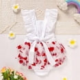thumbnail image 5 of ZEHJUHAN Newborn Girl's Valentine Satin Romper Set, Heart Print Sleeveless Jumpsuit with Tulle Skirt White，1-3M, 5 of 11