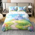 thumbnail image 1 of Erosebridal Rainbow Castle 100% Cotton Comforter Cover Twin, Fairy Tale Bedding Twin Size, Spring Flower Reversible Bed Cover, Microfiber Room Decor, 2 Pieces（No Comforter）, 1 of 8
