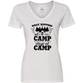 thumbnail image 3 of Inktastic What Happens at Camp Stays at Camp with Tent and Woods Women's V-Neck T-Shirt, 3 of 5