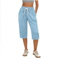 thumbnail image 5 of XuJwPNcy Women's Summer Capri Sweatpants Casual Sports Cropped Lounge Pants High Waisted Athletic Joggers with Pockets, 5 of 6