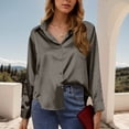 thumbnail image 5 of Gswybco Satin Blouses for Women Long Sleeve Collared Button Down Shirts Office Work Solid Color Tops, 5 of 5