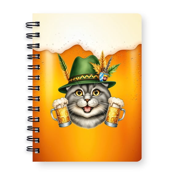 Best Scottish Fold Dad Proud Beer Lover Happy Oktoberfest Spiral Bound Journal Cat Lover Kitten Owner Gifts 5x7in Spiral Notebook - 02016