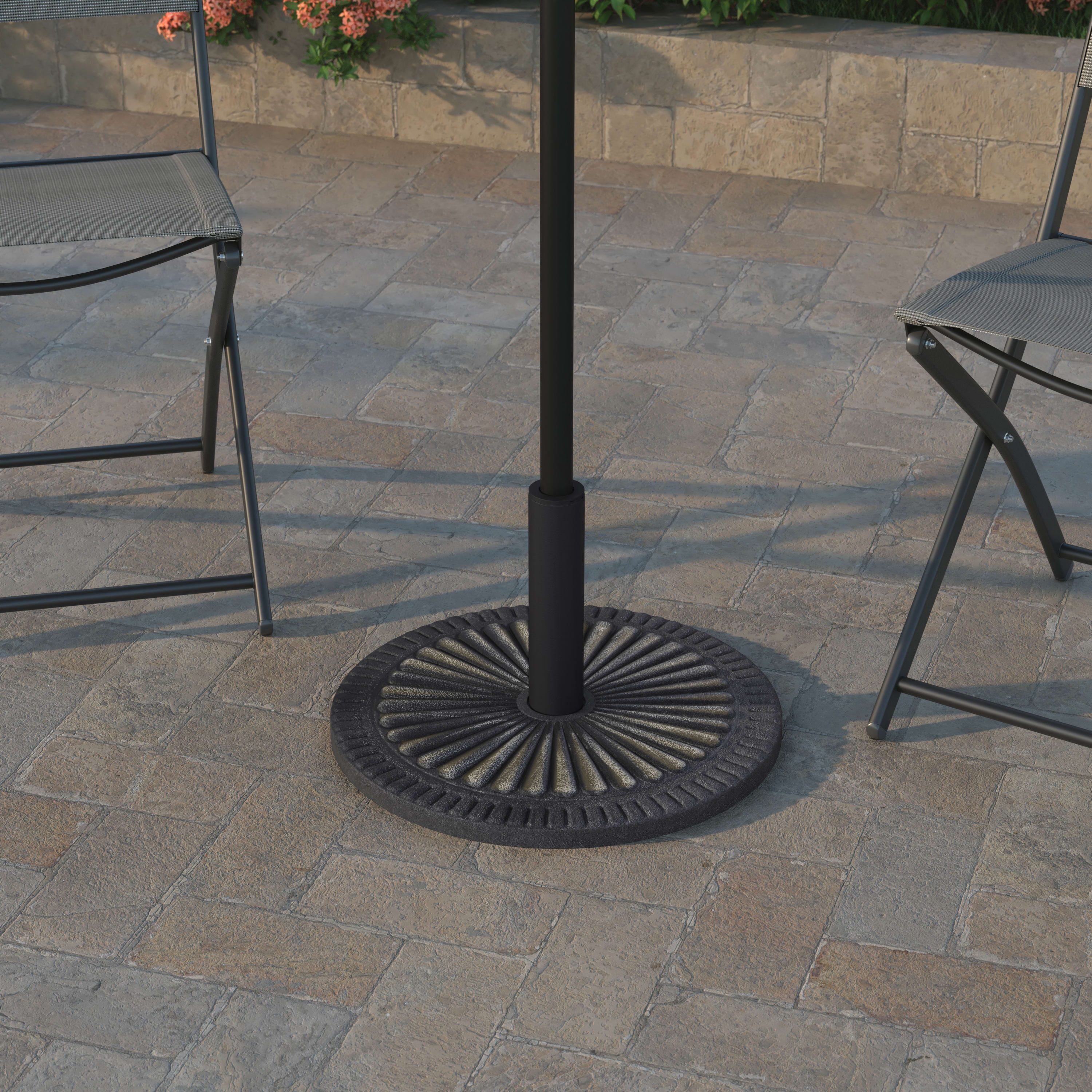 Emma Plus Oliver Bronze 32lb Plastic Polymer Coating Round Cement Umbrella Base Stand, Waterproof