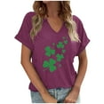 thumbnail image 3 of HongQid St Patricks Day Shirt Women V Neck Funny St Paddys Day T-Shirt Irish Graphic Short Sleeve Tee, 3 of 4