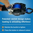 thumbnail image 4 of 2x43 Blue Stainless Retractable Ratchet Straps - Heavy Duty Set with Mounting Brackets & Bolts - Self-Retracting Buckle for Cargo, 4 of 8