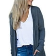 thumbnail image 4 of DYMADE Women Plus Size Solid Color Pockets Loose Long Sleeve Cardigan Top, 4 of 4