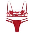 thumbnail image 4 of Gibobby Conjunto de lencería de encaje Lencería sexy para mujer, lencería de encaje floral, de una pieza, exótica, traviesa, con tirantes, lencería de peluche(Rojo, XG), 4 of 5