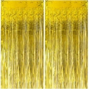 Haobase 2 Pack 3.28 Ft x 6.56 Ft Tinsel Foil Fringe Curtains, Metallic Foil Curtains Party Photo Backdrop for Wedding Birthday Party Baby Shower Graduation Decorations