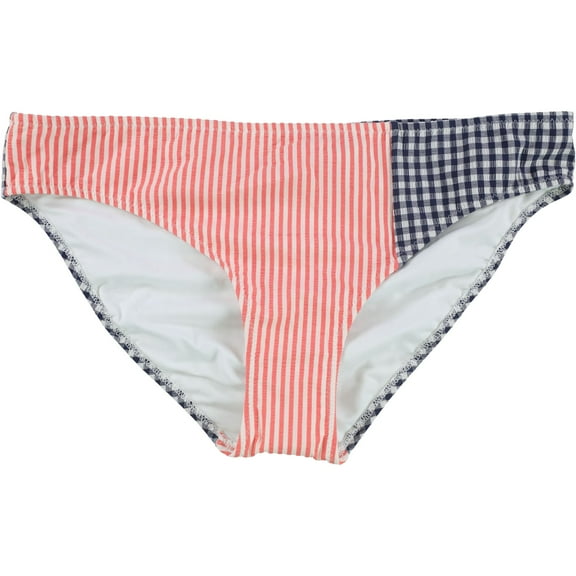 American Eagle Womens Gingham And Stripes Bikini Swim Bottom, Red, Small