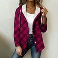 thumbnail image 5 of Cutuoiiu Jackets for Women Casual Winter Plaid Fleece Lined Button Long Sleeve Warm Hooded Jackets Gifts, 5 of 5