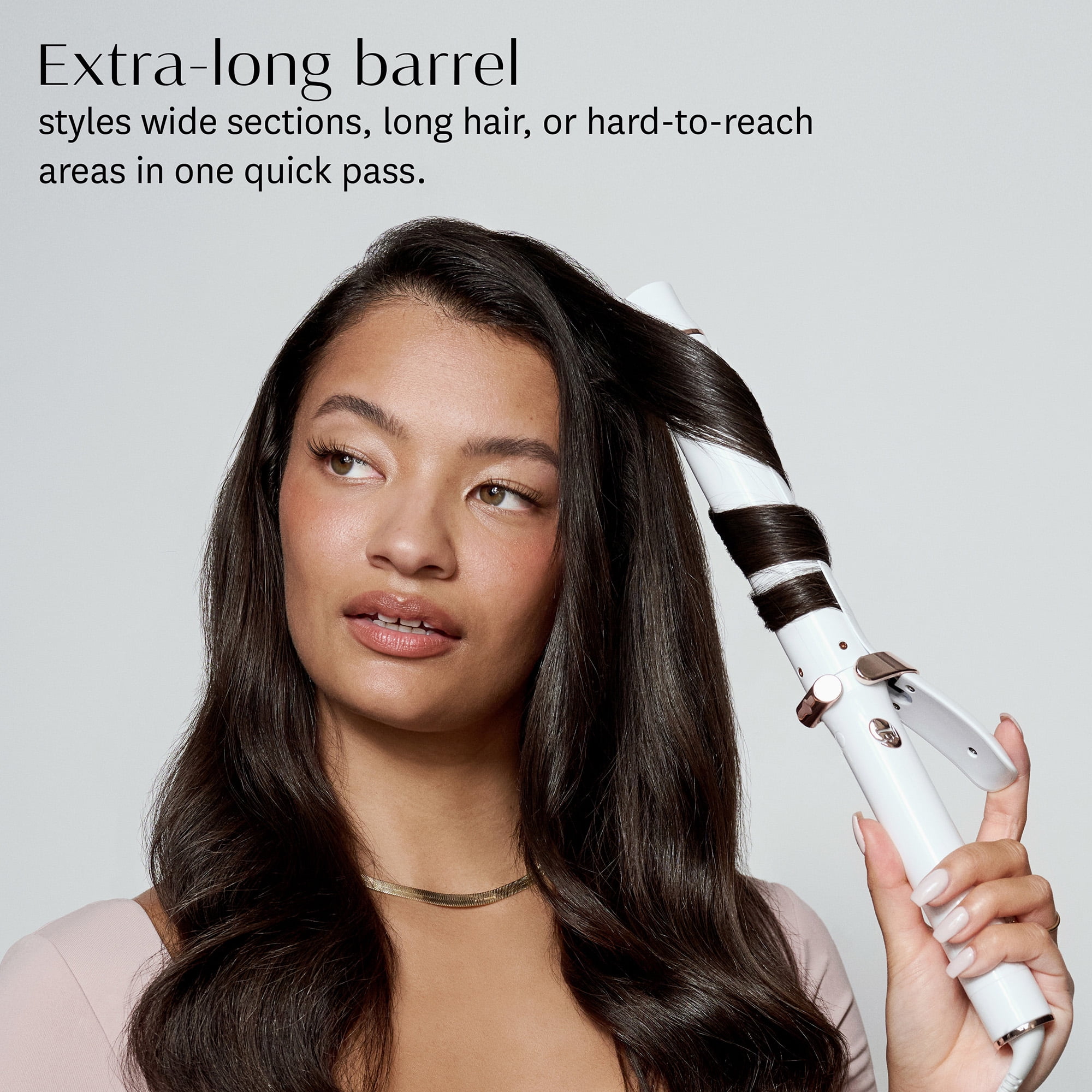 T3 SinglePass Curl X 1.25" Extra-Long Barrel Curling Iron with 9 Heat Settings and Ceramic Barrel for Fast Styling and Lasting Results on All Hair Types