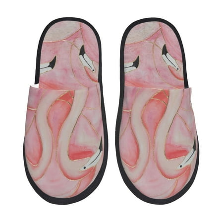 Balery Flamingos Slient Indoor Furry Fleece Comfort House Shoes Soft Non-Slip Home Shoes Cotton slippers House Slippers-- Medium