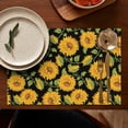 thumbnail image 5 of Black Green Stem Sunflower Pattern Summer Placemats Table Placemats Set Of 4-Linen Kitchen Washable Placemats Table Mats 11.8"x17.7" Non-Slip Heat Resistant, 5 of 6