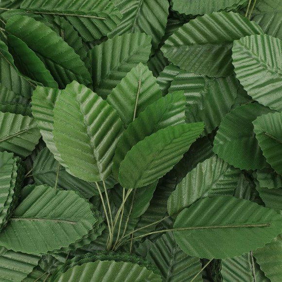 MWOOT 200Pcs Crafts Artificial Leaves, Fake Single Leaf, Faux Silk Rose Green Leaves for DIY Floral Arrangements Wedding Garland Party Centerpieces Decorations, 10CM Wired Green Leaves