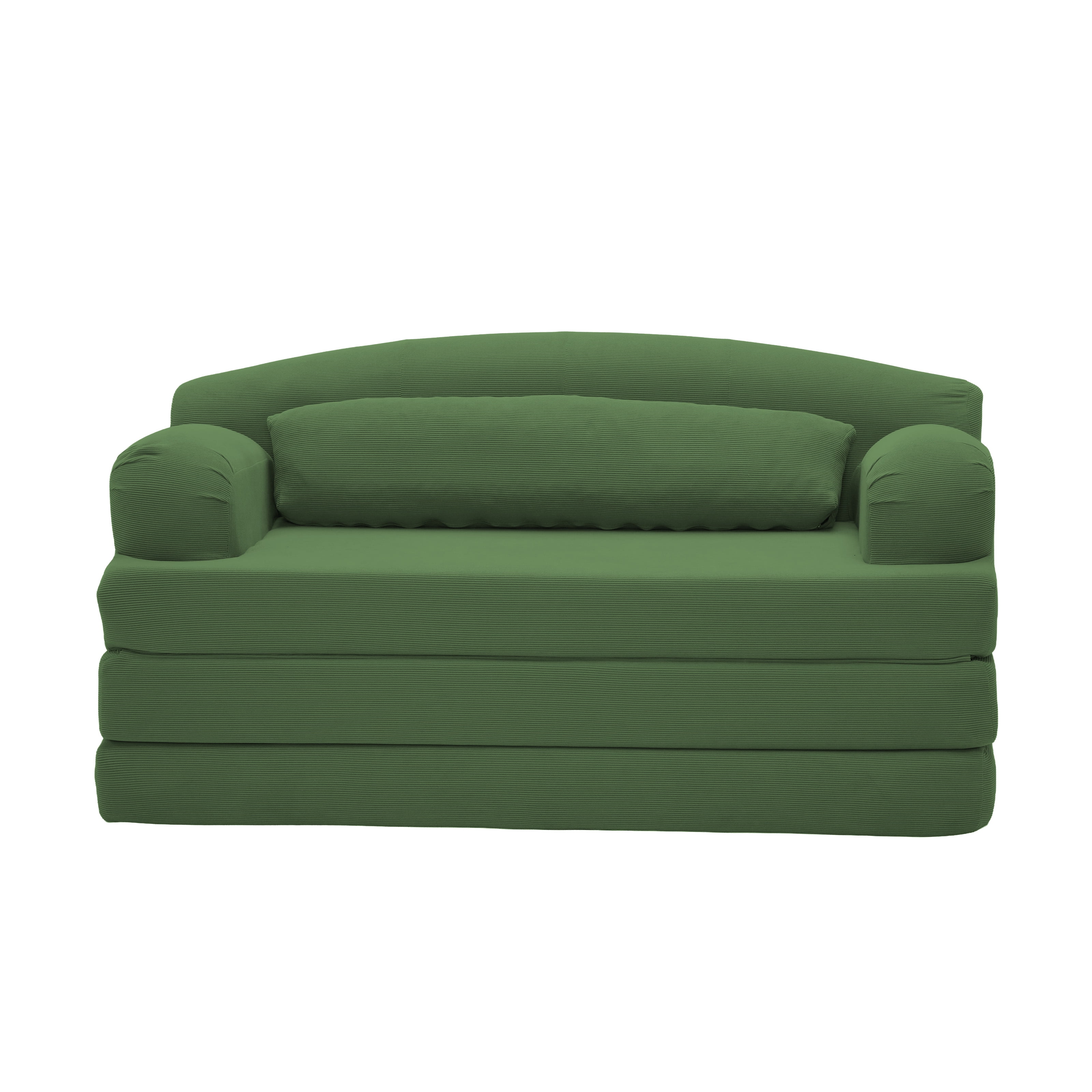 Leumius Futon Sofa Bed, Convertible Sofa Bed,Folding Boneless Couches,Low-Profile Boneless Couch for Living Room,15.8" H Low Seat Small 57" Foldable Floor Sleeper Mattress Lounge Space‑Saving,Green