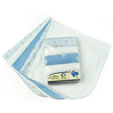 Gerber Flannel Receiving Blankets, 5-Pack - Boy