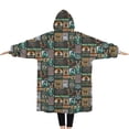 thumbnail image 2 of Oversized Wearable Blanket Hoodie,Multicolor Bigfoot and Text Pattern Sherpa Blanket Hoodie with Super Pockets,Super Warm Fuzzy Pullover for Women & Men, 2 of 6