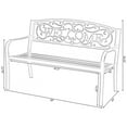 thumbnail image 4 of Steel Outdoor Patio Garden Park Seating Bench with Cast Iron Welcome Backrest, Front Porch Yard Bench Lawn Decor, 4 of 7