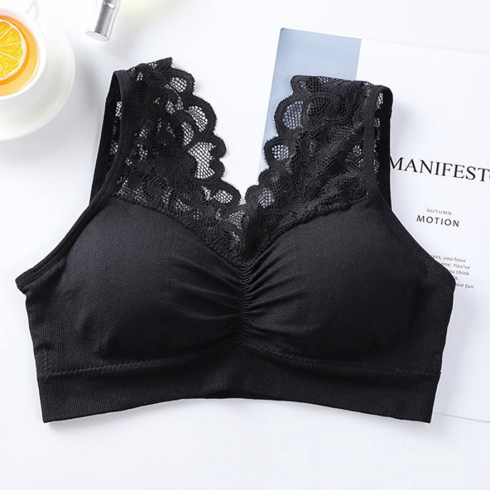 Sexy Deep V Neck Lace Bras For Women Brassiere Push Up Padded Bra Seamless Comfortable Bralette Breathable Fitness Gym Bra Top Padded Sport Bra